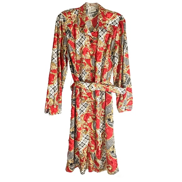 Vintage D’Allaird’s Canada Baroque Plaid Belted Dress (S) - Picture 1 of 8